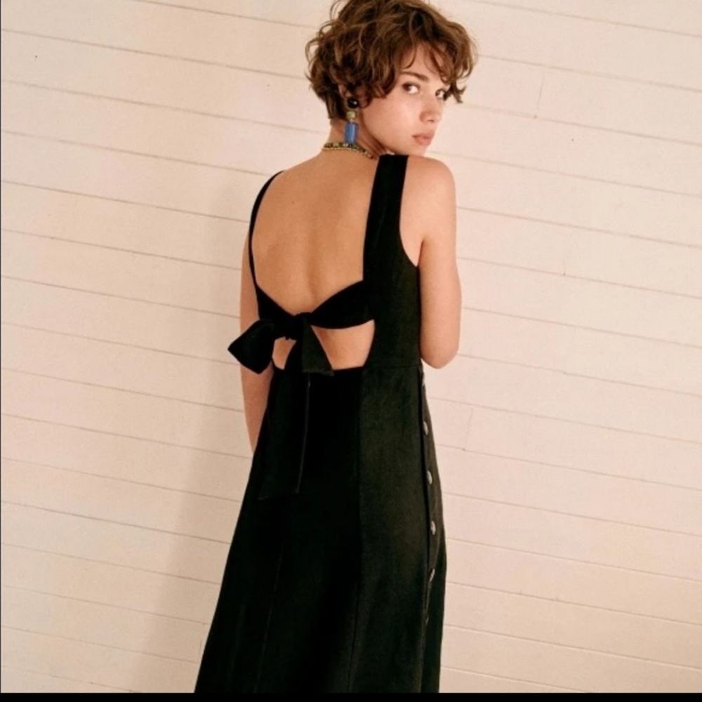 NWT Sezane Sophie 100% Linen Dress Size 38 in Black